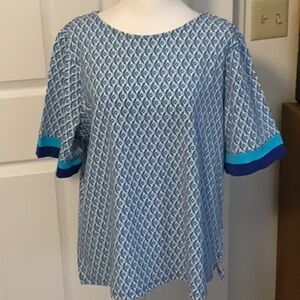 CHICO’S CREW NECK  POPOVER TOP SIZE 2 LARGE (10-12) NWOT